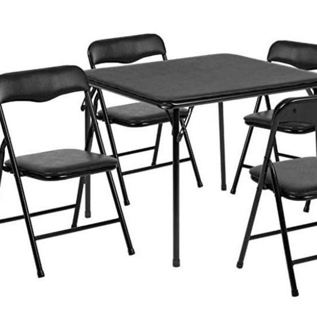 Flash Furniture Kids Black 5 Piece Folding Table and Chair Set