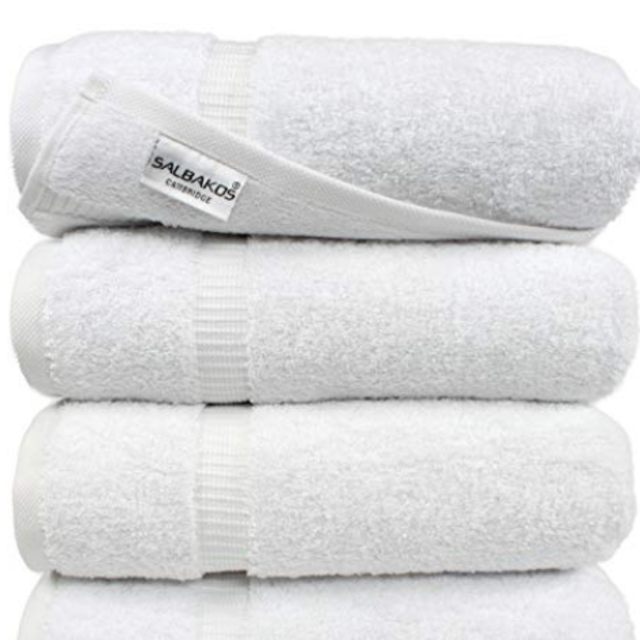 SALBAKOS Luxury Hotel and Spa Bath Towels 100 Percent Genuine Turkish Cotton 4 Piece Eco-Friendly Bath Towel Set 27 x 54 Inch, White