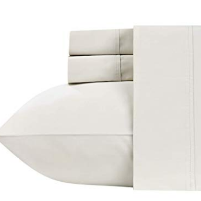 Luxury 400-Thread-Count 100% Pure Natural Cotton Sheet Sets - 4-Piece Ivory Color Full Size Sheet Set Long-Staple Premium Cotton Yarns Hotel Quality Fits Mattress Upto 18'' Deep Pocket