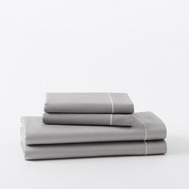 400-Thread-Count Organic Sateen Sheet Set, Queen, Platinum