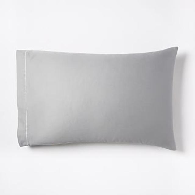 400-Thread-Count Organic Sateen Standard Pillowcase, Set of 2, Platinum