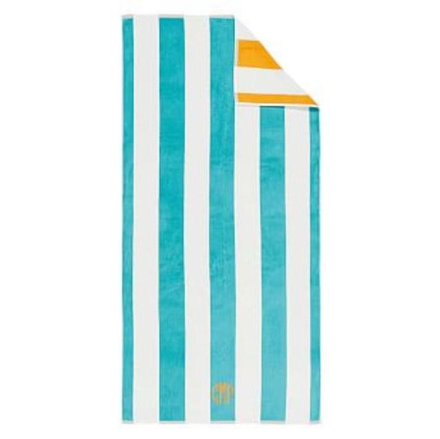 Reversible Awning Stripe Beach Towel, 40 x 72", Aqua/Yellow