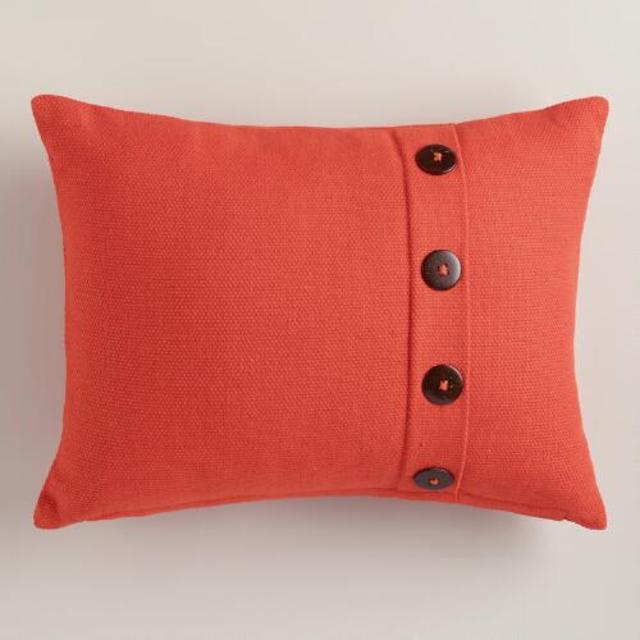 Persimmon Basketweave Lumbar Pillow with Button