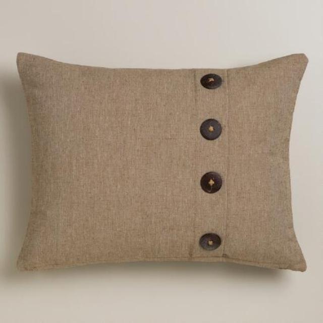 Natural Ribbed Lumbar Pillow with Buttons