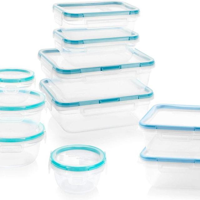 Snapware Total Solution Rectangular Plastic Food Storage Set (20-Piece, BPA Free, Meal Prep, Leak-Proof, Microwave, Freezer and Dishwasher Safe)