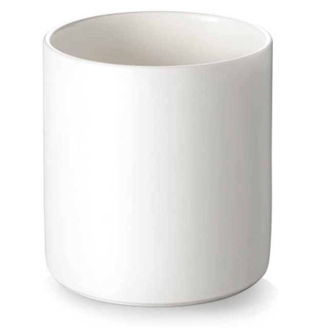 DOWAN White Utensil Holder, Kitchen Utensil Holder for Countertop, Ceramic Utensils Crock with Table-Protection Cork Mat, Cooking Utensil Holder for Kitchen Décor, Easy to Clean, White