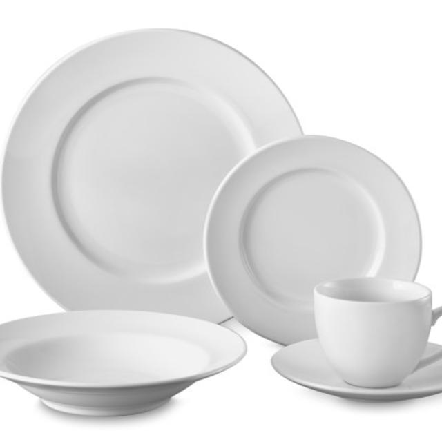 Brasserie All-White Dinnerware Place Settings- 20 Piece