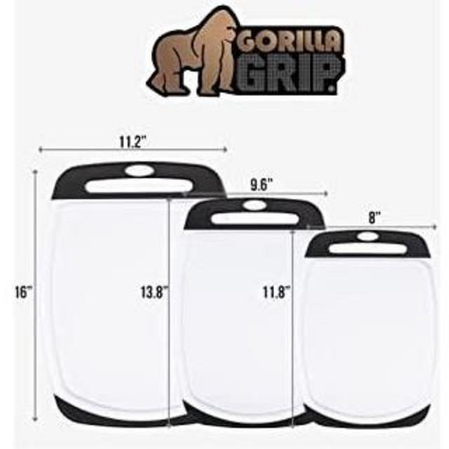 Gorilla Grip Durable Kitchen Cutting Board Set of 3