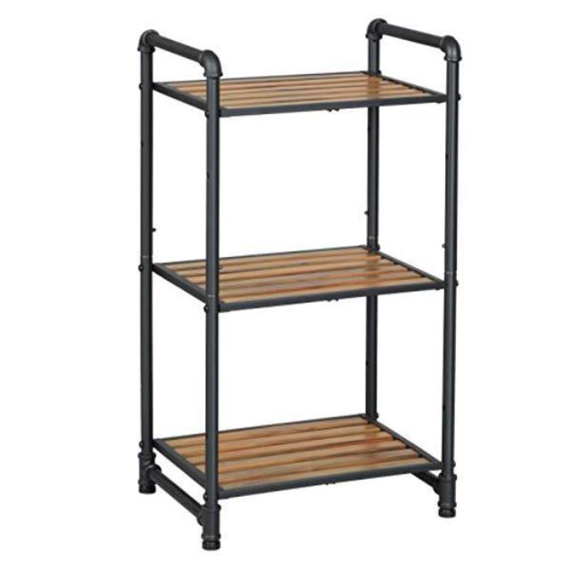 SONGMICS Bathroom Shelf, 3-Tier DIY Storage Rack, Industrial Style Extendable Plant Stand with Adjustable Shelf, for Living Room, Bathroom, Balcony, Kitchen, Rustic Look UBSC23BX