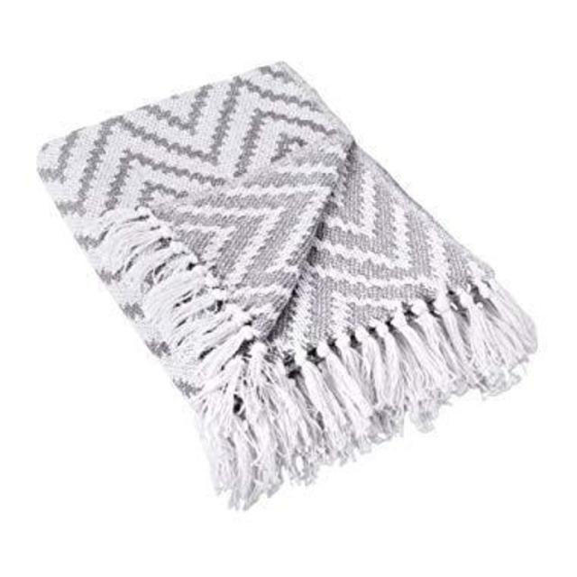 Gray Herringbone throw blanket