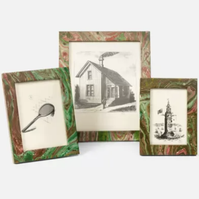 Green Marble Picture Frames Lacquered Wood