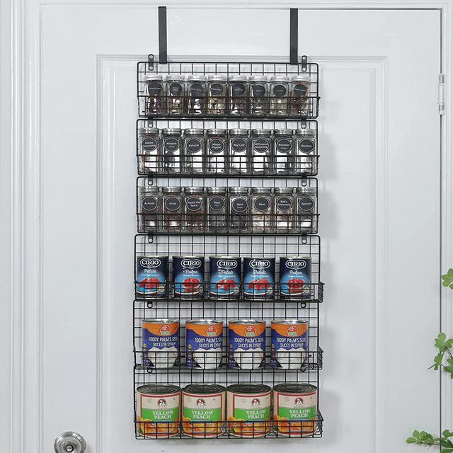 JKsmart Spice Rack Organizer 6-Tier Wall Mounted Spice Storage Racks for Kitchen Pantry Door,Two Size, Large Capacity,Black