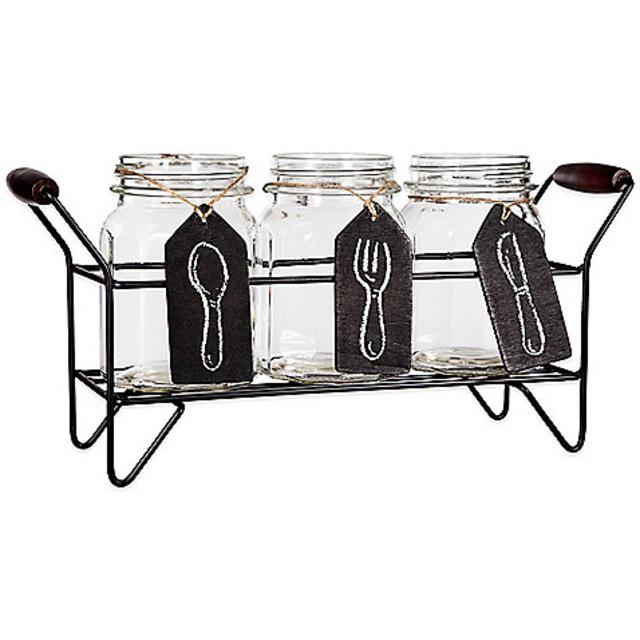 Del Sol Panel 3-Section Flatware Caddy in Black