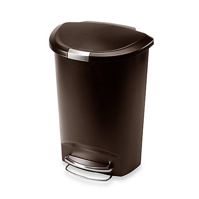 simplehuman® Plastic Semi-Round 50-Liter Step-On Trash Can in Mocha