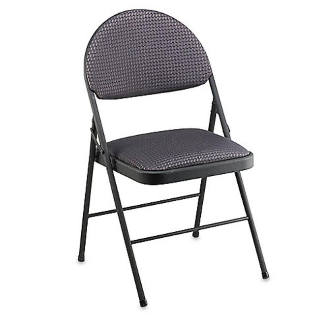 Cosco® Oversized Upholstered Metal Folding Chair in Black
