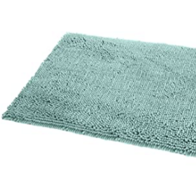 AmazonBasics Non-Slip Microfiber Shag Bathroom Rug Mat, 21" x 34", Seafoam Green