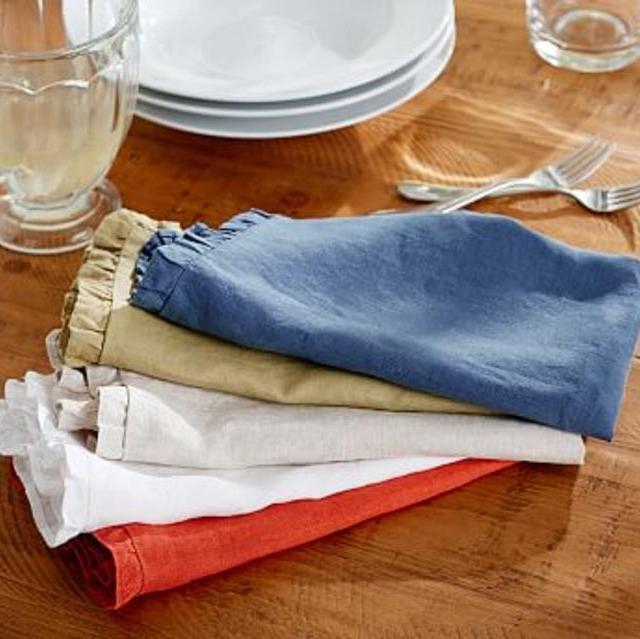 Rustic Luxe® Ruffled Belgian Flax Linen Table Napkin, 20" sq., Set of 4, Flax