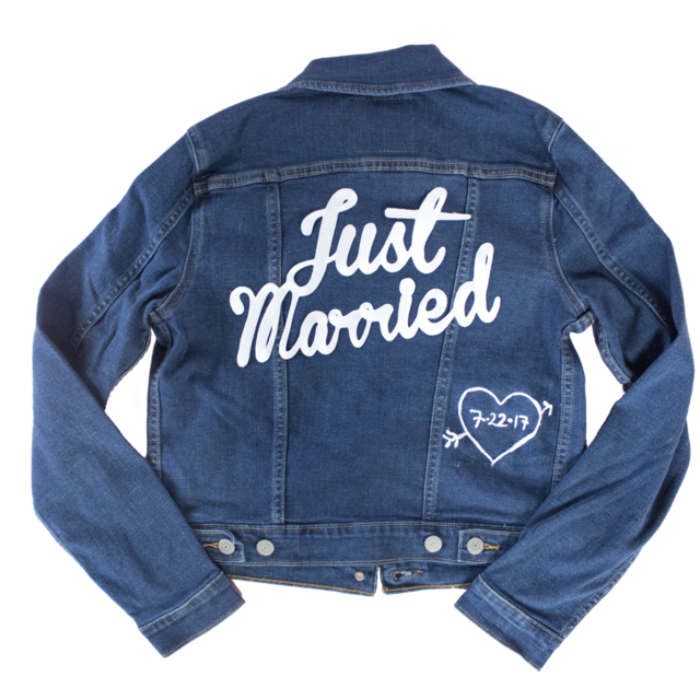 Just Married Wedding Iron On Patch for Denim Jacket