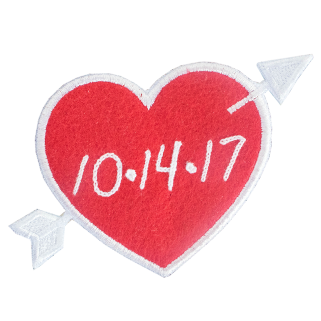 Custom Date Embroidered Felt Heart Patch