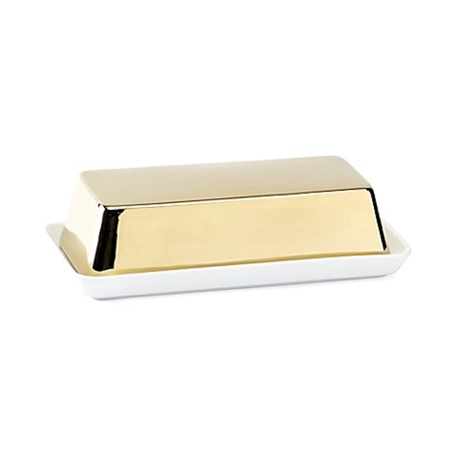 Studio TU® by Tabletops Unlimited® Oro Covered Butter Dish in Gold