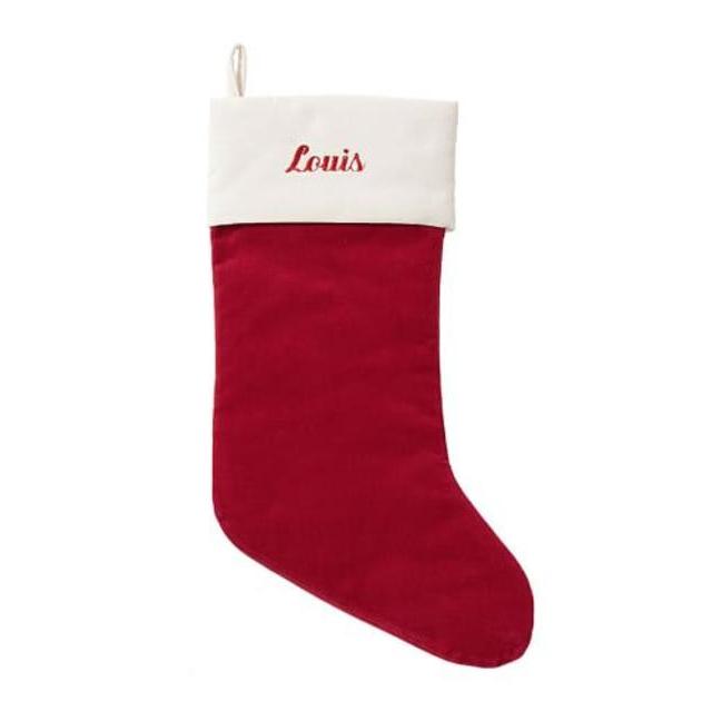 Velvet Stocking, Medium, Red with Ivory Cuff