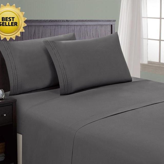 HC Collection Bed Sheet & Pillowcase Set HOTEL LUXURY 1800 Series Egyptian Quality Bedding Collection! Deep Pocket, Wrinkle & Fade Resistant,Luxurious,Comfortable,Extremely Durable(Queen, Grey)