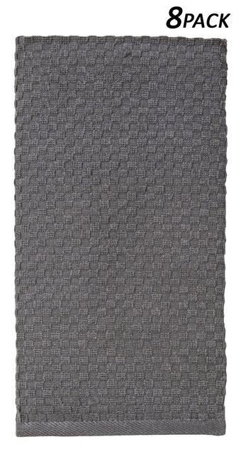 Cotton Craft - 8 Pack Charcoal EuroCafe Waffle Weave Terry Kitchen Towels 16x28, 100% Ringspun 2 Ply Cotton Highly Absorbent Low Lint, Professional Grade 400 Grams, Multi Purpose Bar Mops Hand Towel