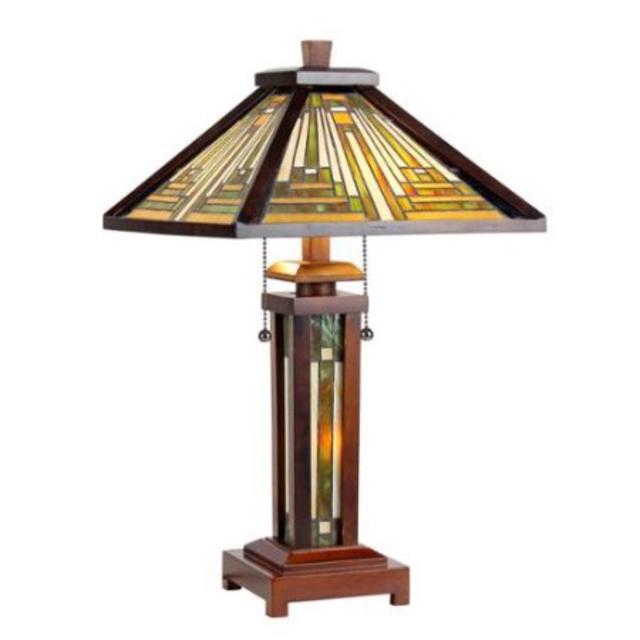Chloe Lighting Chloe Tiffany Style Mission Design Double Lit 2+1-light Bronze Table Lamp