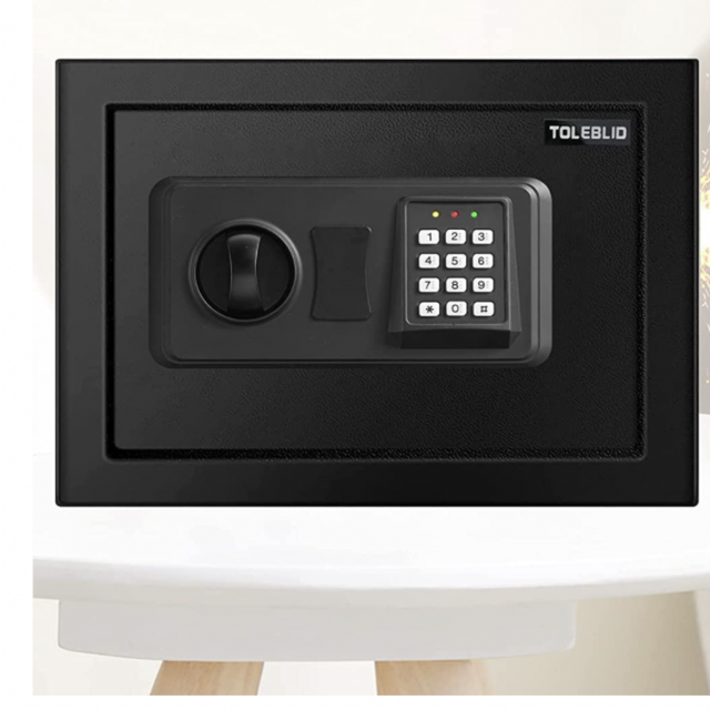 0.8 Cu ft Small Fireproof Safe Box caja fuerte for Money, Home Safe Fireproof Waterproof with Digital Keypad and Removable Shelf, Lock Box Fireproof Safe for Firearm Medicine Money Documents Valuables