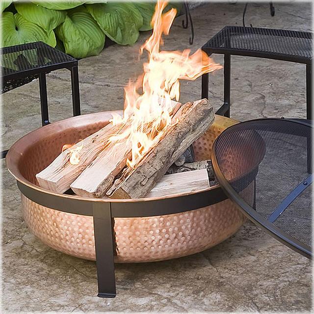 CobraCo SH101 Hand Hammered 100% Copper Fire Pit with Screen and Cover