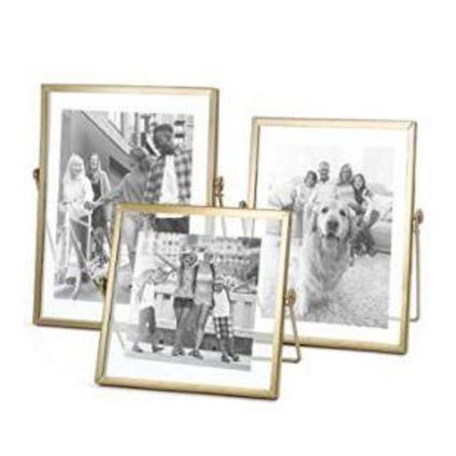 Set of 3 Glass Photo Frame Collection Simple Metal Geometric Picture Frame with Glass Cover Includes 4"" x 4"", 4"" x 6"", 5"" x 7""