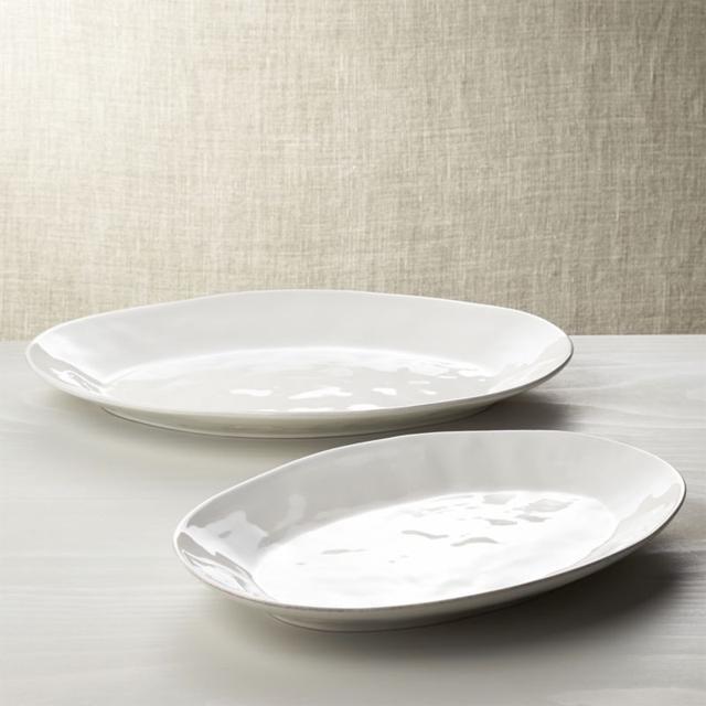 15.75" Marin White Small Oval Serving Platter