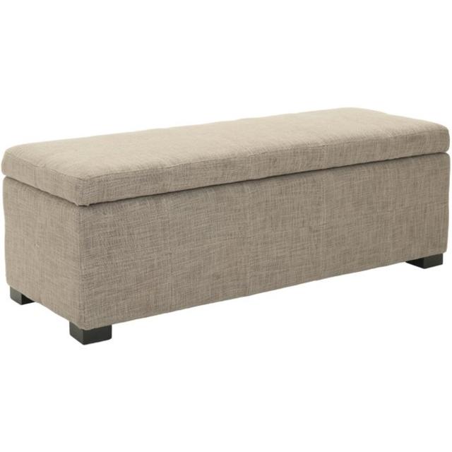 Coraline Upholstered Storage Bench in Stone