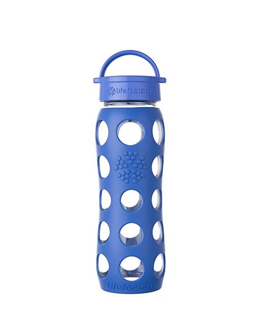 Lifefactory 22-Ounce Glass Water Bottle, Cobalt