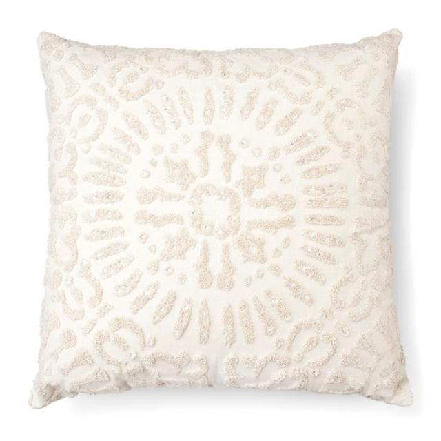 Embellished Medallion Square Decorative Pillow (18"x18") Cream - Threshold™