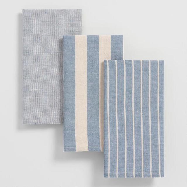 Blue Stripe Kitchen Towels Set of 3