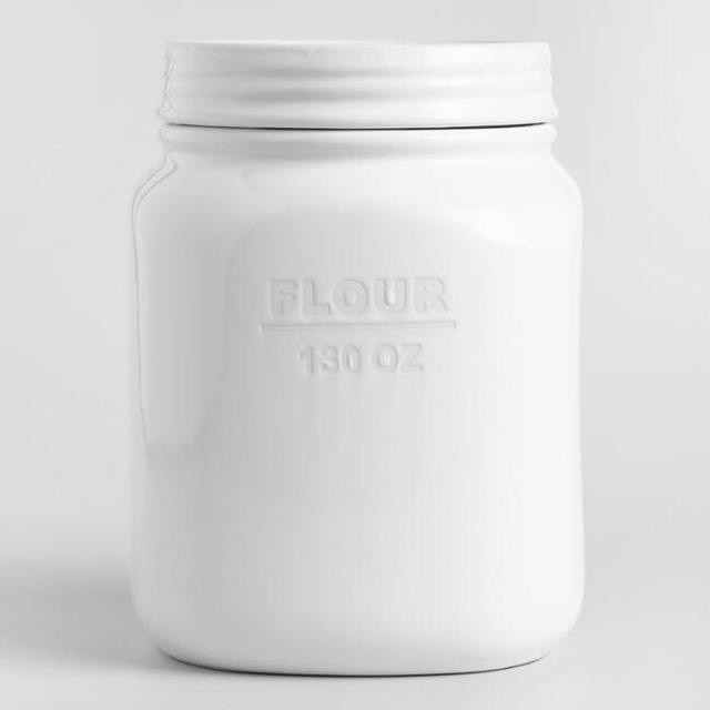 White Ceramic Flour Canister