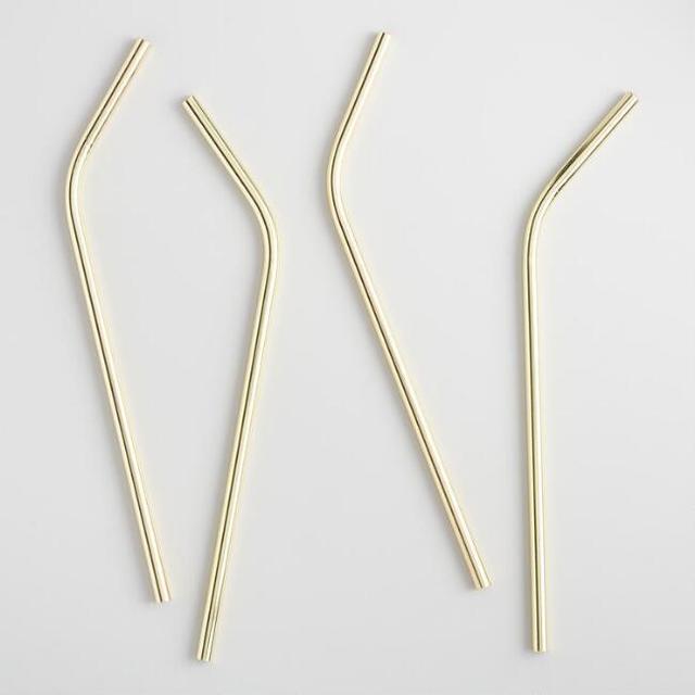 Stainless Steel Gold Straws 4 Pack