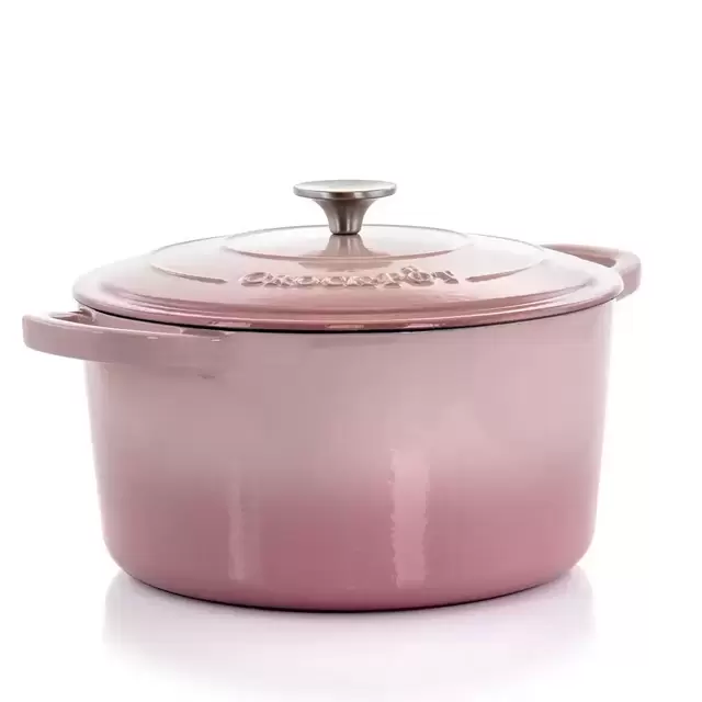 Crock-Pot Artisan 7 Quart, 2 Piece Enameled Dutch Oven Set with Lid in PINK