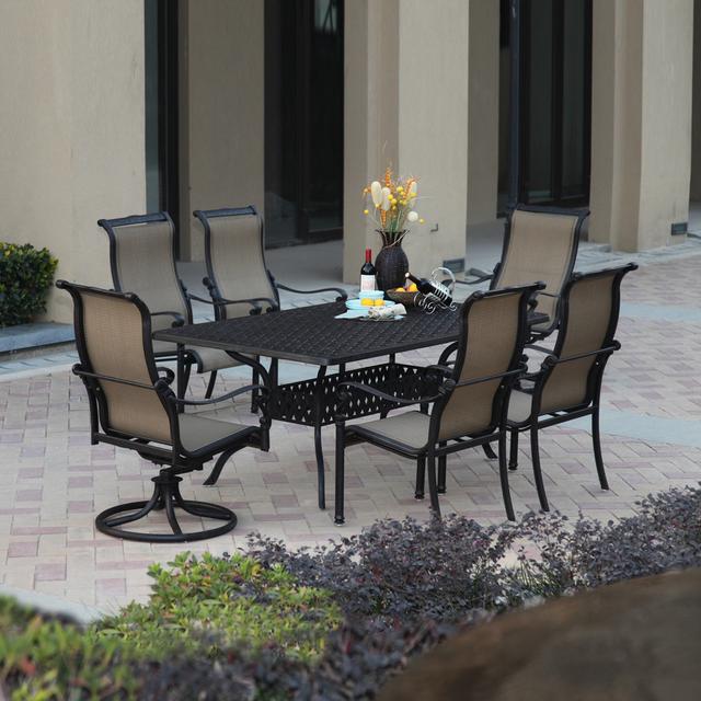 Darlee Monterey Bay 7-Piece Antique Bronze Aluminum Patio Dining Set
