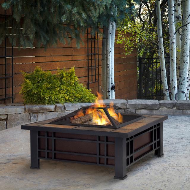 Real Flame 33.6-in W Black Steel Wood-Burning Fire Pit