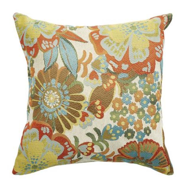 Molly Tapestry Floral Pillow With Suede Back 18" x 18"