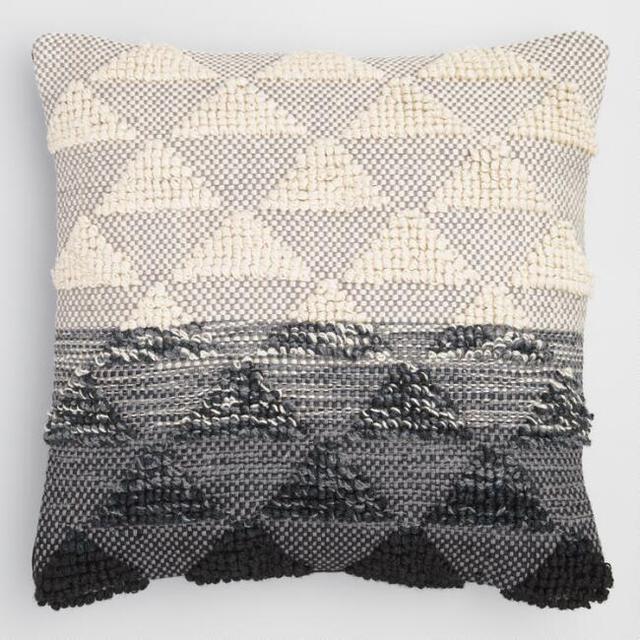 Black Woven Triangle Indoor Outdoor Throw Pillow
