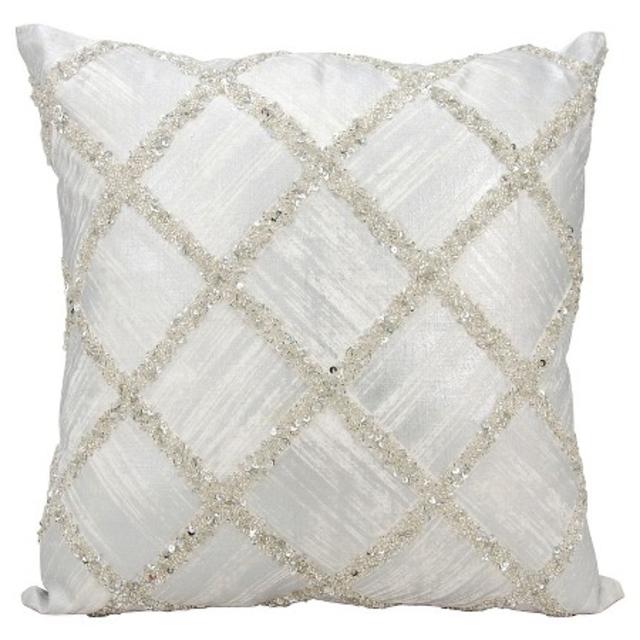 Product description page - Beaded Diamonds Throw Pillow Silver (20"x20") - Mina Victory