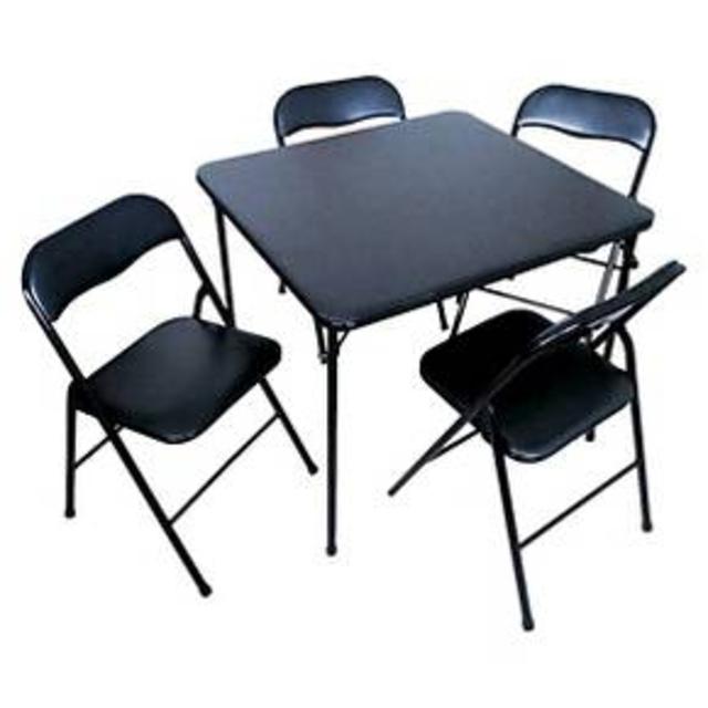 Product description page - 5 Piece Folding Chair and Table Set Black - Plastic Dev Group®