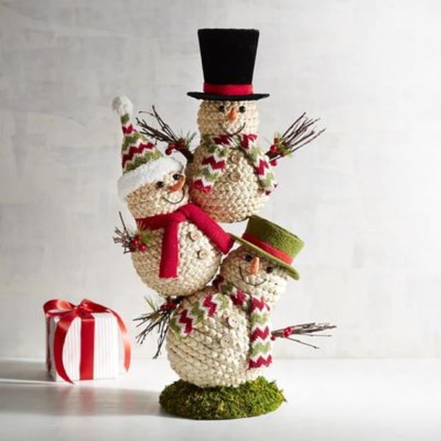 Stacked Woven Snowmen
