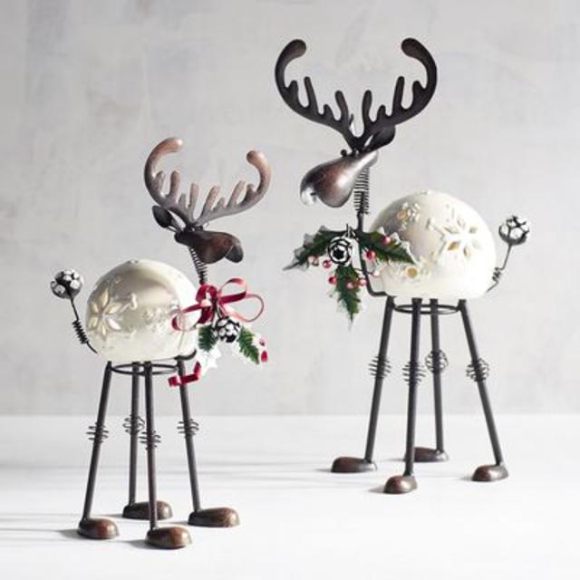 Bobblehead Reindeer Tealight Candle Holders
