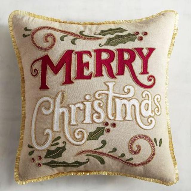 Red & Gold Merry Christmas Pillow