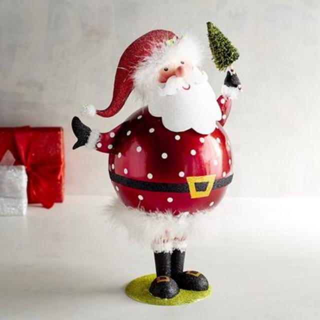 Glitter Large Round Santa Claus