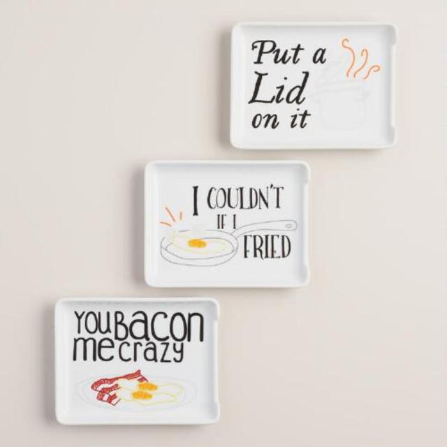 Kitchen Sayings Ceramic Spoon Rests, Set of 3